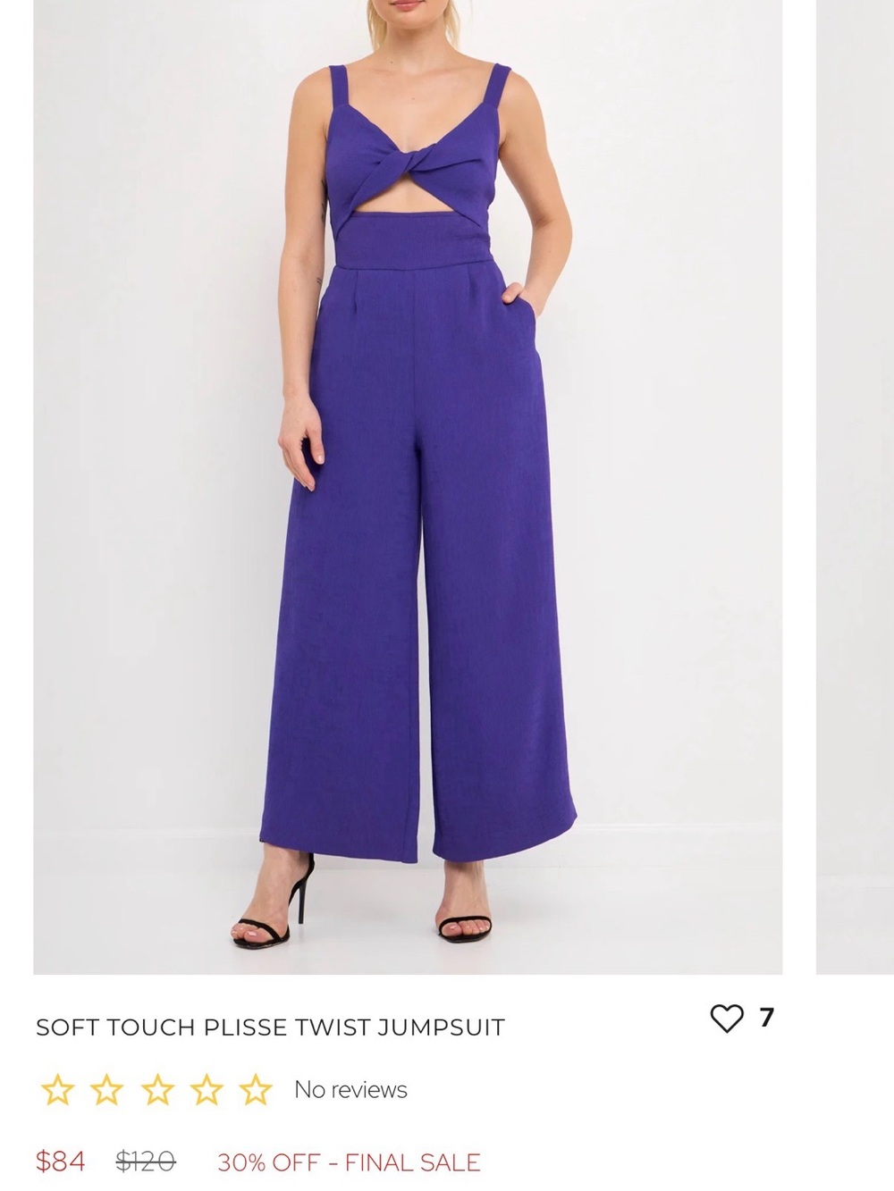 Endless Rose Violet Twist-Front Wide-Leg Jumpsuit